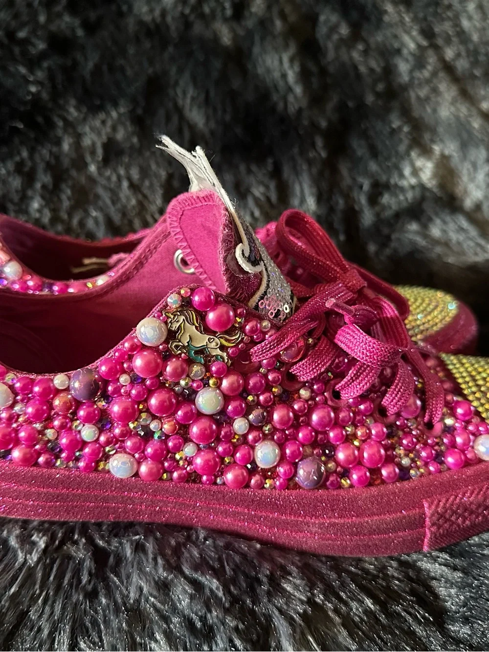 Hot Pink Unicorn ConverseEmbellished Sneakers